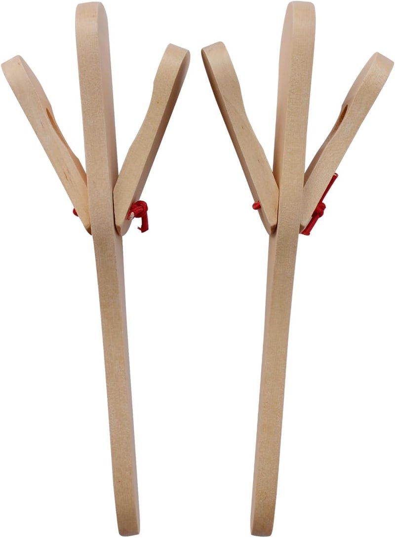 mocrcrel 2 Pcs Professional Castanets, Single Set with Handle，Wooden Castanet Clapper Educational Musical Percussion 8 inch (Burlywood) - Image 5